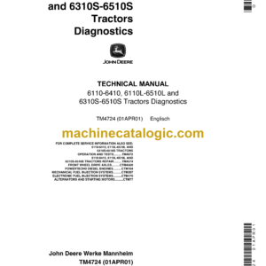 John Deere 6110-6410, 6110L-6510L, 6310S-6519S Tractors Diagnostics Technical Manual (TM4724)