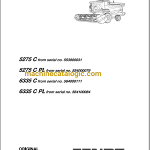 Fendt 5275C, 5275C PL, 6335C, 6335C PL Combines Harvesting Operator's Manual (L273172F)