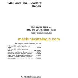 John Deere 244J, 304J Loaders Repair Technical Manual (TM2207)