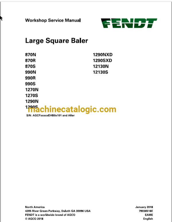 870(N,R,S), 990(N,R,S), 1270(N,S), 1290(N,S,NXD,SX), 12130(N,S) Large Square Baler Workshop Service Manual