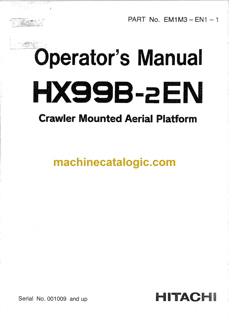 Hitachi HX99B-2EN Excavator Operator's Manual (EM1M3-EN1-1)