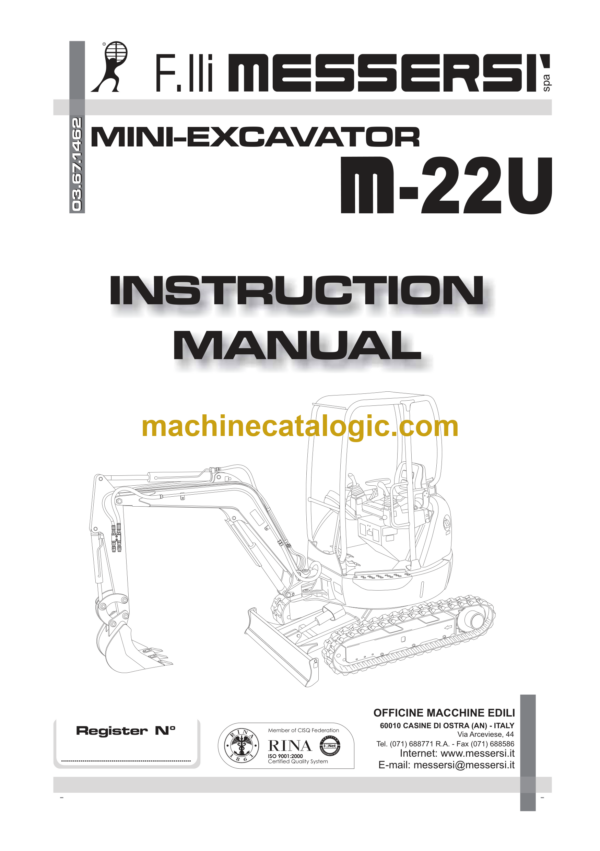 Messersi M22U Mini Excavator Instruction Manual