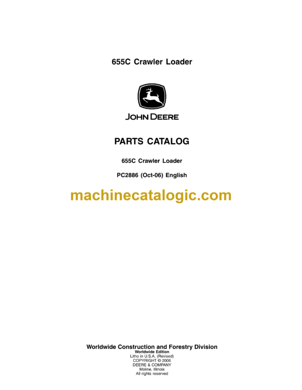 John Deere 655C Crawler Loader Parts Catalog (PC228)