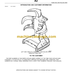 John Deere FS22B Disc Saw Feeling Head Parts Catalog (TW54437)