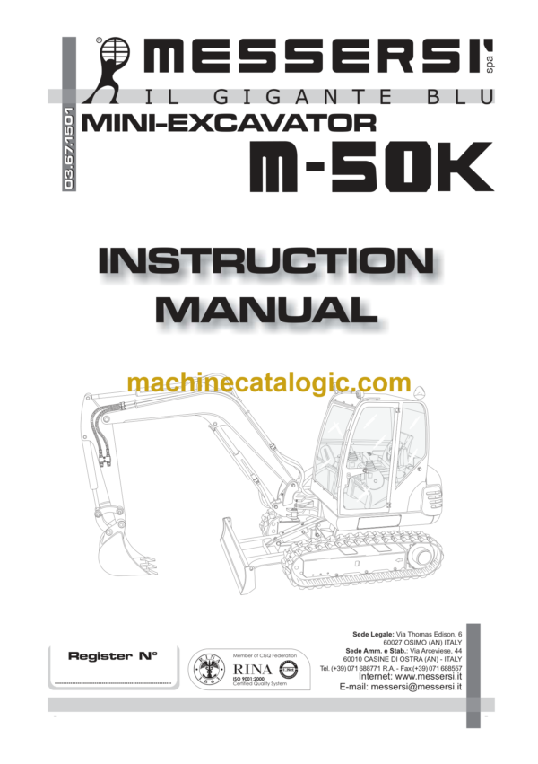 Messersi M50K Mini Excavator Instruction Manual