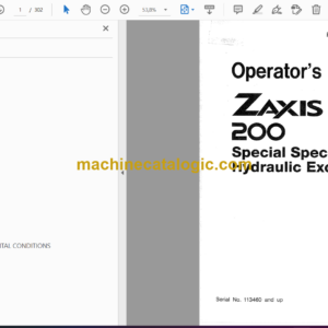 Hitachi ZX200 Hydraulic Excavator Operator’s Manual (EM1GR-1-1)