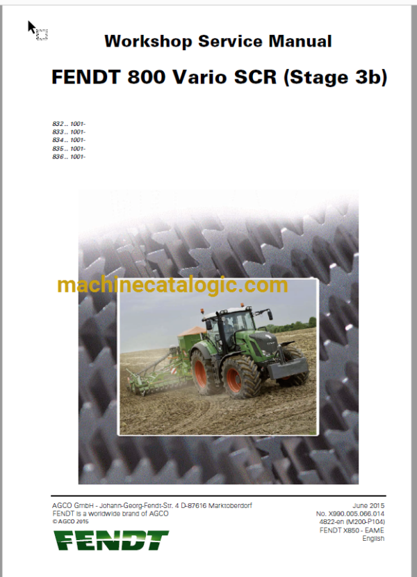 Fendt 819, 822, 824, 828 Vario Tractor Full Operator's Manual