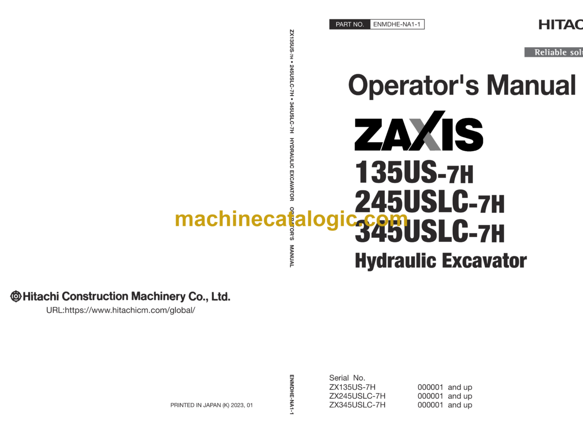 Hitachi ZX135US-7H, ZX245USLC-7H, ZX345USLC-7H Hydraulic