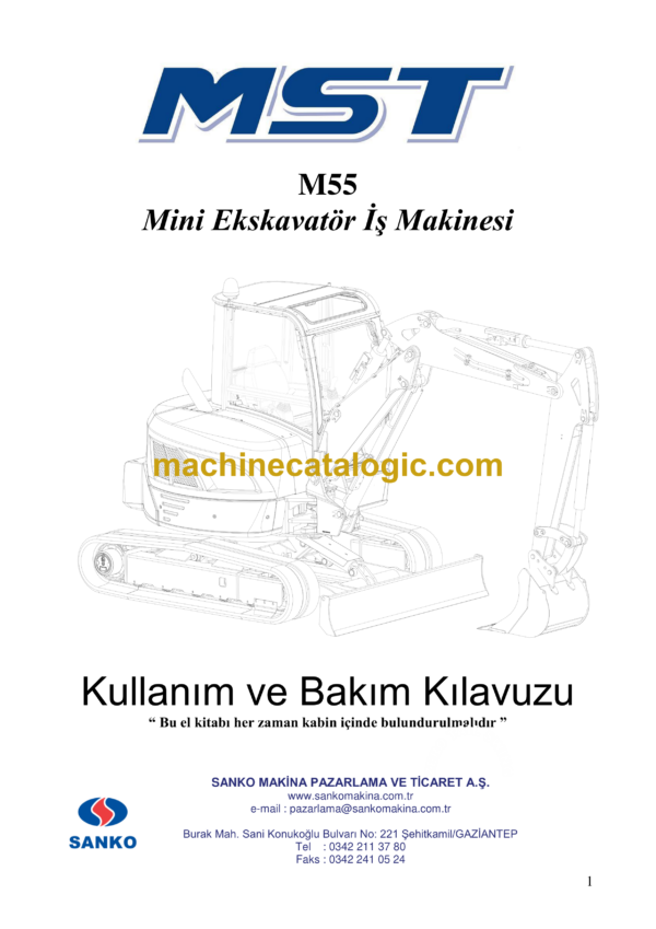 MST M55 Mini Excavator Operation and Maintenance Manual (TR) (03671521)