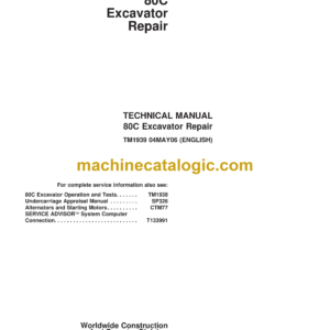 John Deere 80C Excavator Repair Technical Manual (TM1939)