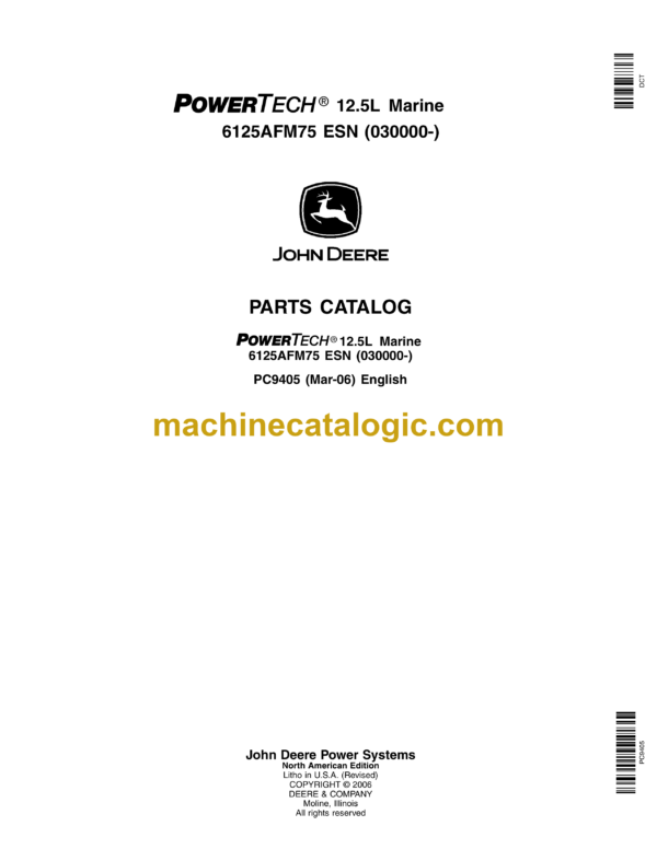 John Deere PowerTech 12.5L Marine Parts Catalog (PC9405)