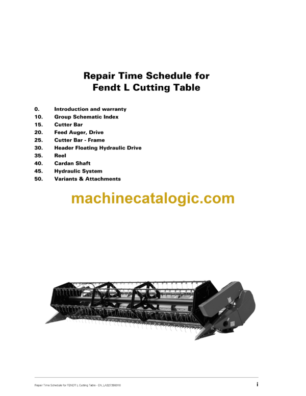 Fendt L Cutting Table Repair Time Schedule