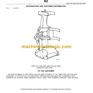 John Deere FS20 Disc Saw Feeling Head Parts Catalog (PC9126)