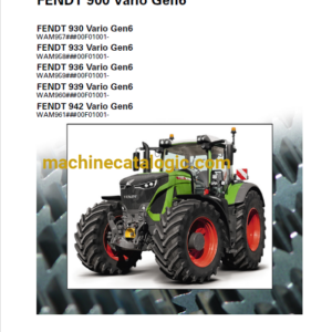 Fendt 900, 930, 933, 936, 939, 942 Vario Gen6 Tf4 Operation and Maintenance Manual