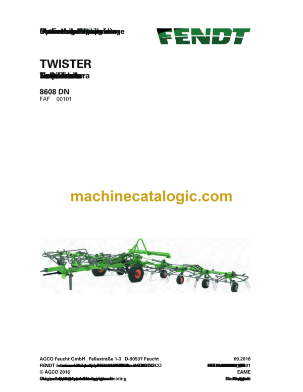 Fendt 8608 DN Twister Operator's Manual (FEL1536000401)