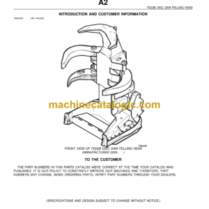 John Deere FD22B Disc Saw Feeling Head Parts Catalog (PC9512)