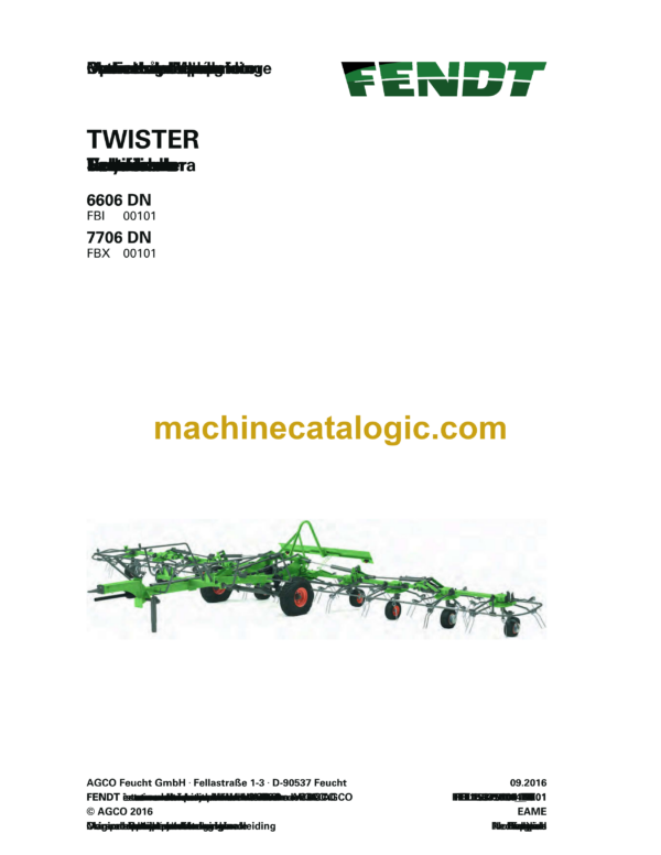 Fendt 6606 DN, 7706 DN Twister Operator's Manual (FEL1537510401)