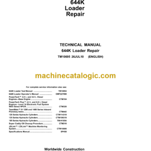 John Deere 644K Loader Repair Technical Manual (TM10695)