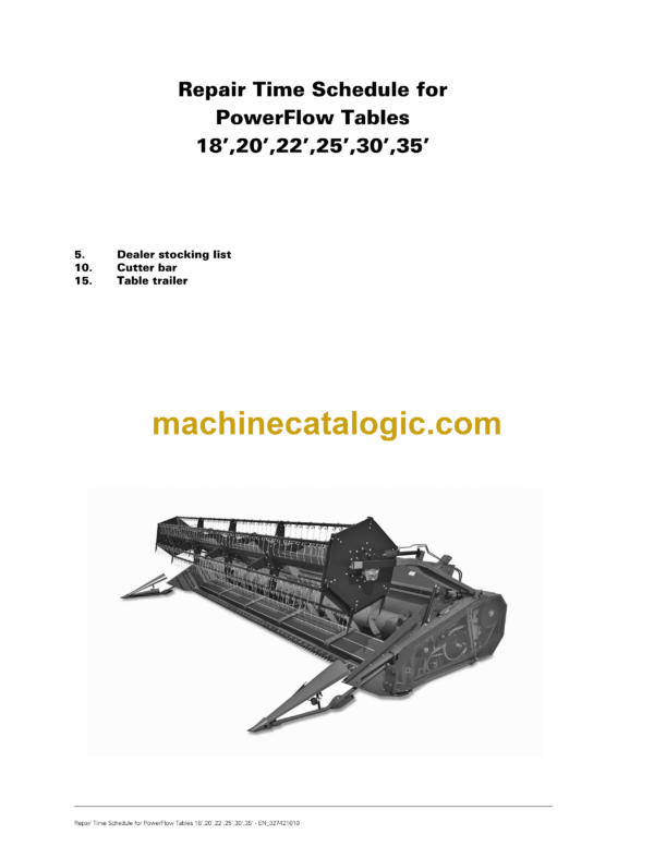 Fendt 18', 20', 22', 25', 30', 35' PowerFlow Tables Repair Time Schedules