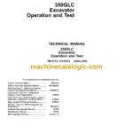John Deere 350GLC Excavator Operation and Test Technical Manual (TM12173)