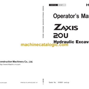 Hitachi ZX20U Excavator Operators Manual (EM1MY-1-1)