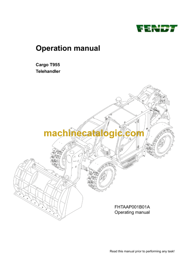 Fendt Cargo T955 Telehandler Operator's Manual (FHTAAP001B01A)