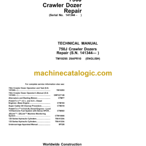 John Deere 750J Crawler Dozer Repair Technical Manual (TM10295)