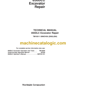 John Deere 850DLC Excavator Repair Technical Manual (TM10011)