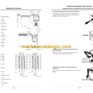 Hitachi ZX75US-5A, ZX85USB-5A Hydraulic Excavator Operator’s Manual (ENMDEB-1-2, ENMDEB-1-7)