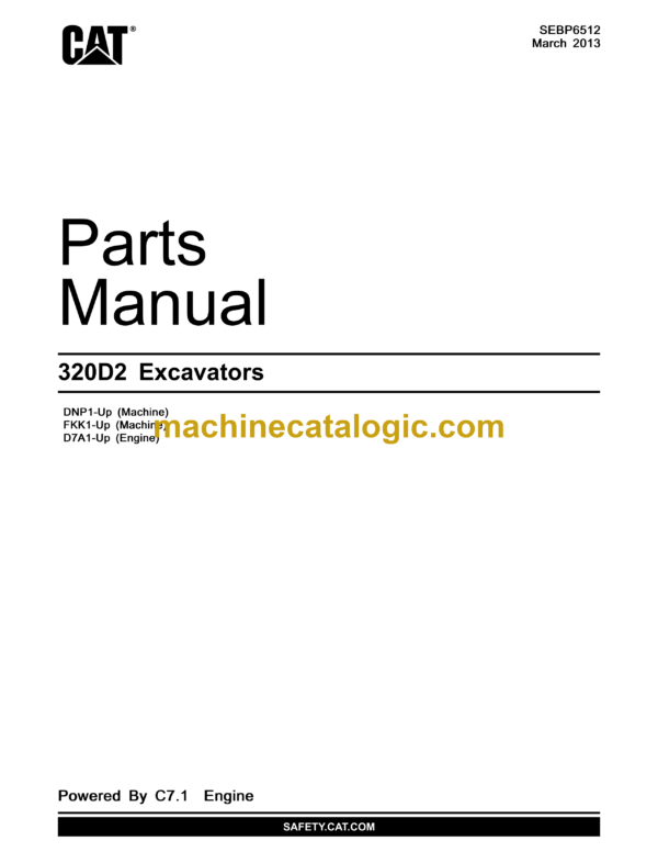 Caterpillar 320D2 Excavators C7.1 Engine Parts Manual (SEBP6512)