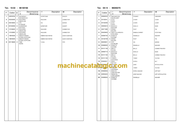 Messersi M13K Mini Excavatotor Spare Parts Catalog