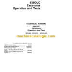 John Deere 850DLC Excavator Operation and Tests Technical Manual (TM10009)