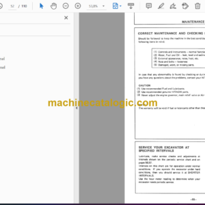 Hitachi EX100 Hydraulic Excavator Operator’s Manual (EM12E-1-1, EM12E-1-2, EM12E-1-3, EM12E-1-4)