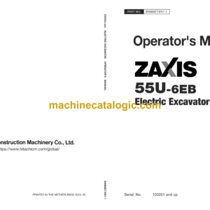 Hitachi ZX55U-6EB Electric Excavator Operator's Manual (ENMAET-EN1-1, ENMAET-EN1-2)