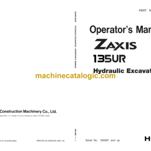 Hitachi ZX135UR Excavator Operator's Manual (EM1SM-1-1)