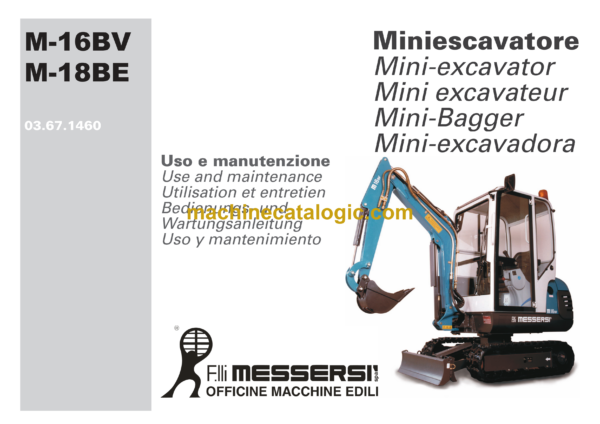 Messersi M16BV, M18BE Mini Excavator Maintenance Manual