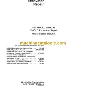 John Deere 350DLC Excavator Repair Technical Manual (TM2360)