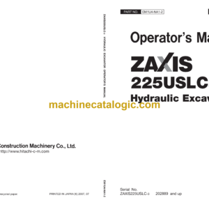 Hitachi ZX225USLC-3 Hydraulic Excavator Operator's Manual (EM1U4-NA1-2)