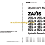 Hitachi ZX29U-3(F), ZX33U-3(F), ZX38-3(F), ZX48U-3(F), 52U-3(F) Hydraulic Excavator Operator's Manual (EM1NE-EN1-1MD)