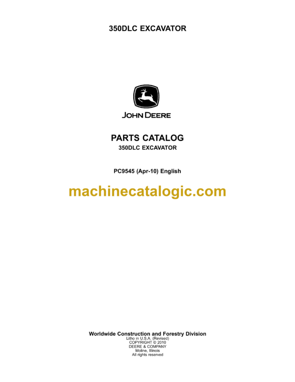 John Deere 350DLC Excavator Parts Catalog (PC9545)