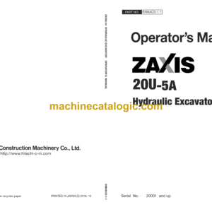 Hitachi ZX20U-5A Hydraulic Excavator Operator’s Manual (ENMACD-1-1, ENMACD-1-2)