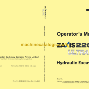 Hitachi ZX220LC-5G Hydraulic Excavator Operator's Manual