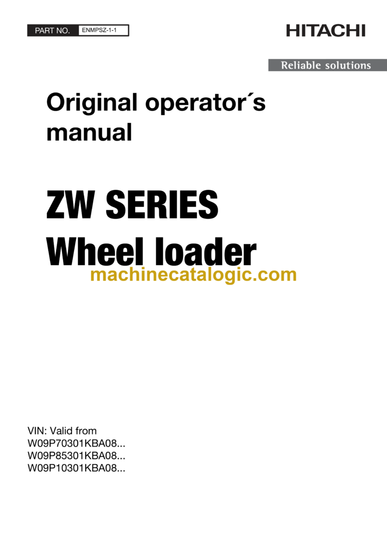 Hitachi ZW65-6C, ZW75-6C, ZW95-6C Wheel Loader Operator's Manual (ENMPSZ-1-1)