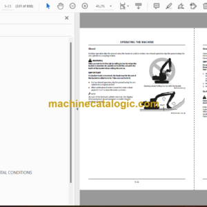 Hitachi ZX130-7H, ZX160LC-7H , ZX190LC-7H, ZX210LC-7H, ZX250LC-7H, ZX300LC-7H, ZX350LC-7H Hydraulic Excavator Operator’s Manual (ENMDHD-NA1-1, ENMDHD-NA1-2)