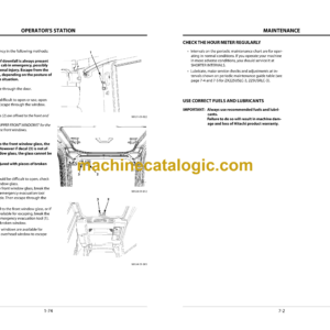 Hitachi ZX135US-3,ZX225USLC-3,ZX225USRLC-3 Hydraulic Excavator Operator’s Manual (EM1U4-EN2-1, EM1U4-EN2-2, EM1U4-EN2-3, EM1U4-EN2-5)