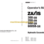 Hitachi ZX30U-5N, ZX35U-5N, ZX50U-5N, ZX60USB-5N Hydraulic Excavator Operator’s Manual (ENMADG-NA3-2)