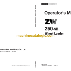 Hitachi ZW250-5B Wheel Loader Operator's Manual (ENMNEC-EN1-1)