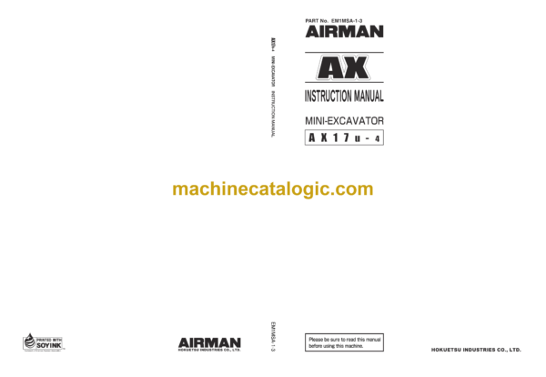 Hitachi AX17u-4 Mini Excavator Instruction Manual (EM1MSA-1-3)