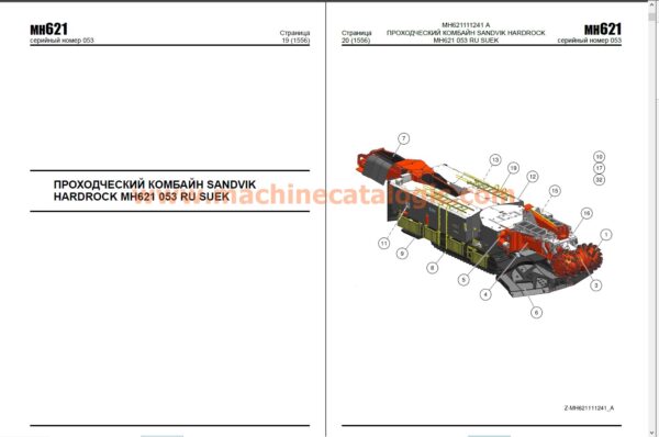 Sandvik MH621 Hardrock Miner Spare Parts Manual (Russian)