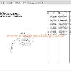 Sunward SWE18UF Hydraulic Excavator Parts Manual